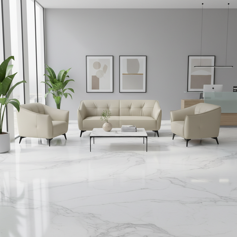 Aurora 8136 Beige Leather Sofa Set UAE - 3 Seater, 2 Seater & 1 Seater | Premium Living Room Furniture Dubai Abu Dhabi