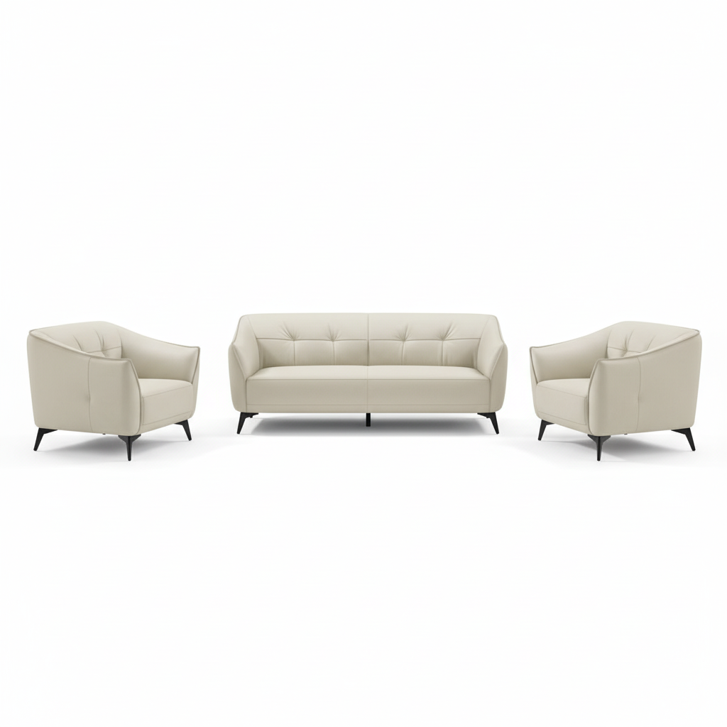 Aurora 8136 Beige Leather Sofa Set UAE - 3 Seater, 2 Seater & 1 Seater | Premium Living Room Furniture Dubai Abu Dhabi