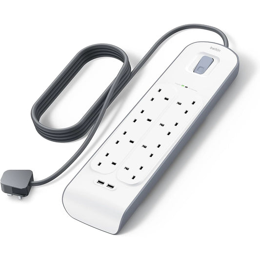 Belkin 8-Way Surge Protector with 2 USB Ports | 3900J Protection Strip UAE