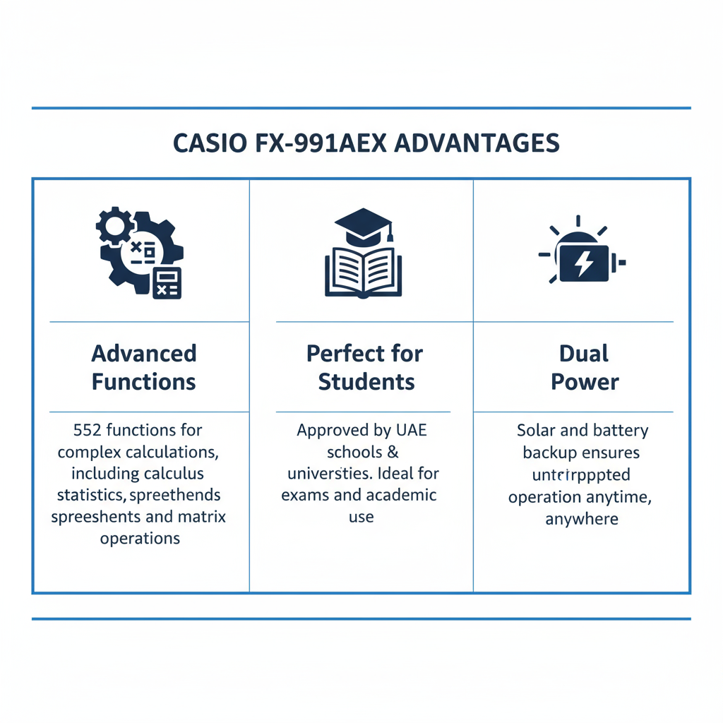 Casio FX-991AEX Scientific Calculator - 552 Functions | UAE Approved for Schools & Universities