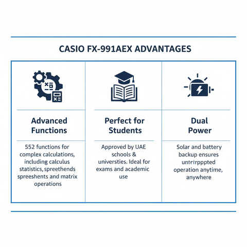 Casio FX-991AEX Scientific Calculator - 552 Functions | UAE Approved for Schools & Universities