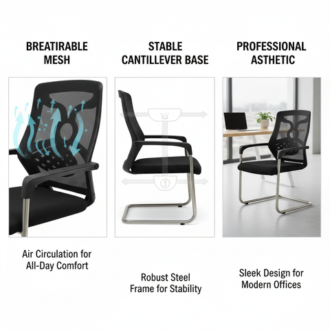 Premium Visitor Chair Black IH 818 BLK | UAE Office Furniture