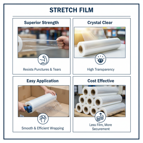 Stretch Film 2KG | 300mm Width | Hand Grade | 6 Rolls per Carton