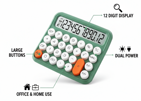 Desktop Calculator 12 Digit Large Display - Office Calculator Dubai UAE | VEWINGL