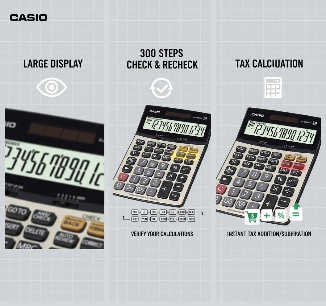 Casio DJ-240DPLUS Desktop Calculator | 14-Digit Display | Office Calculator Dubai UAE