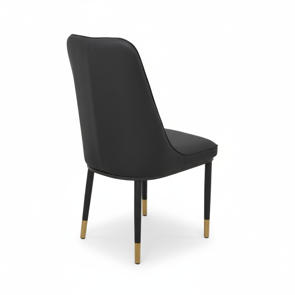 PU Dining Chair with Metal Legs - Black | IH DC34 | UAE Delivery
