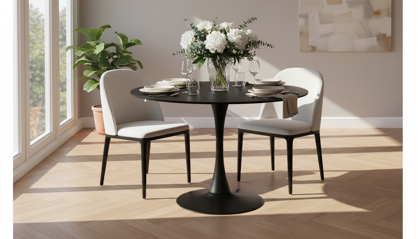 Round Dining Table 60cm Black & White - Modern Coffee Table UAE | INFINI HOMES