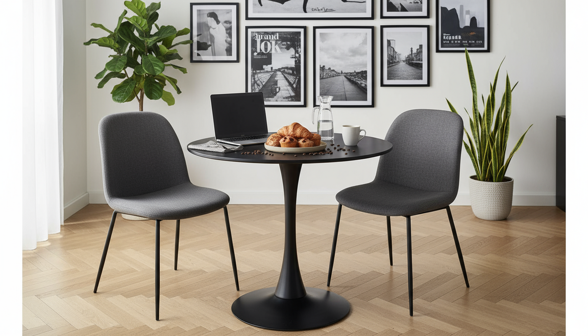 Round Dining Table 60cm Black & White - Modern Coffee Table UAE | INFINI HOMES