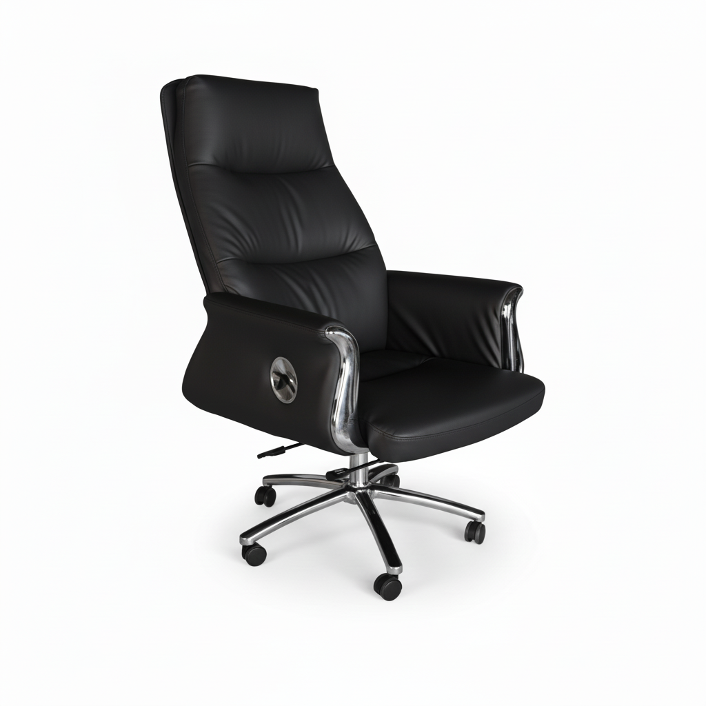 Executive Boss Black Chair UAE | High Back Recliner Office Chair with Chrome Base | IH 168