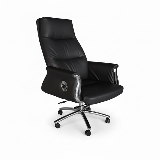 Executive Boss Black Chair UAE | High Back Recliner Office Chair with Chrome Base | IH 168