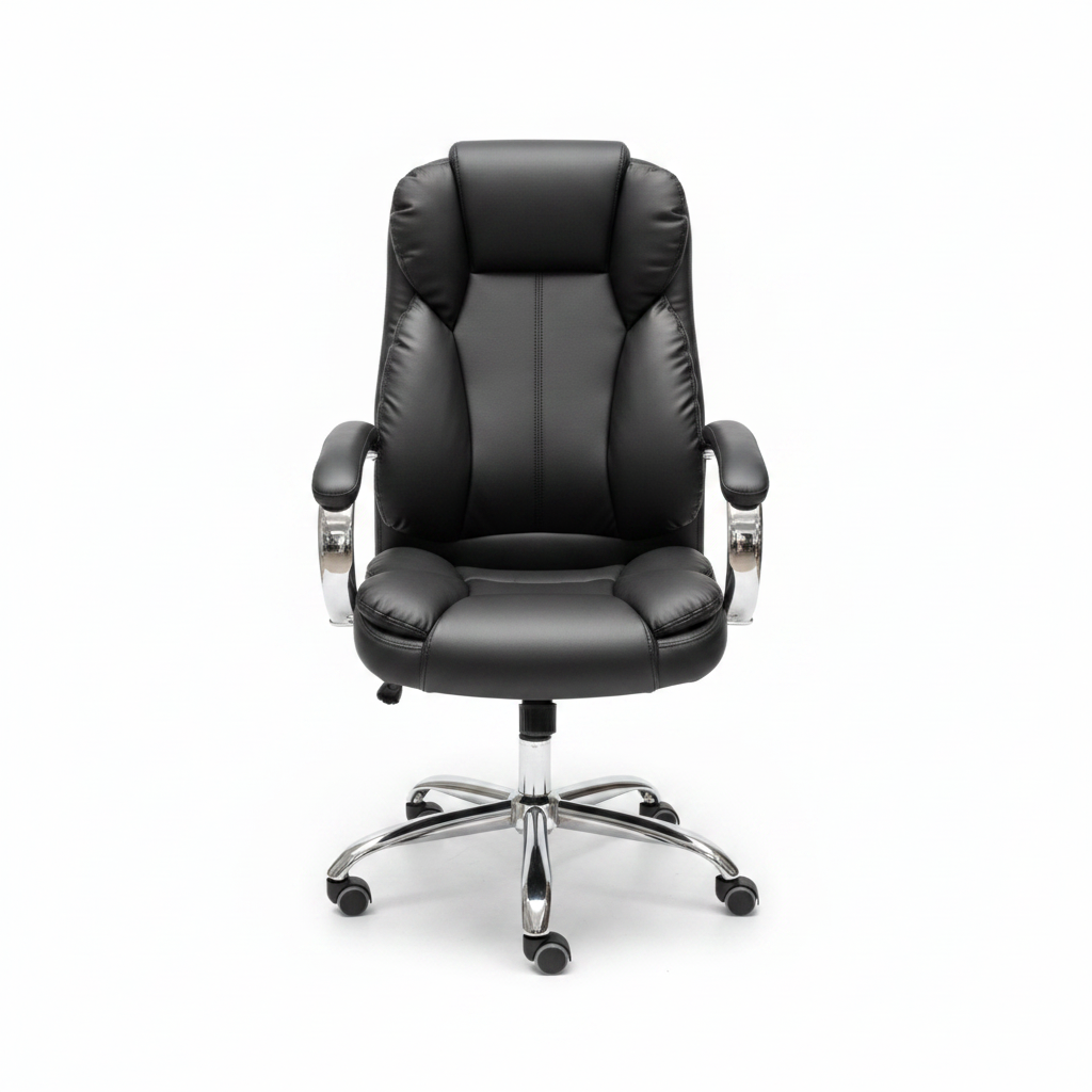 Black High-Back Executive Office Chair with Chrome Base – Buy Online UAE | INFINI HOMES