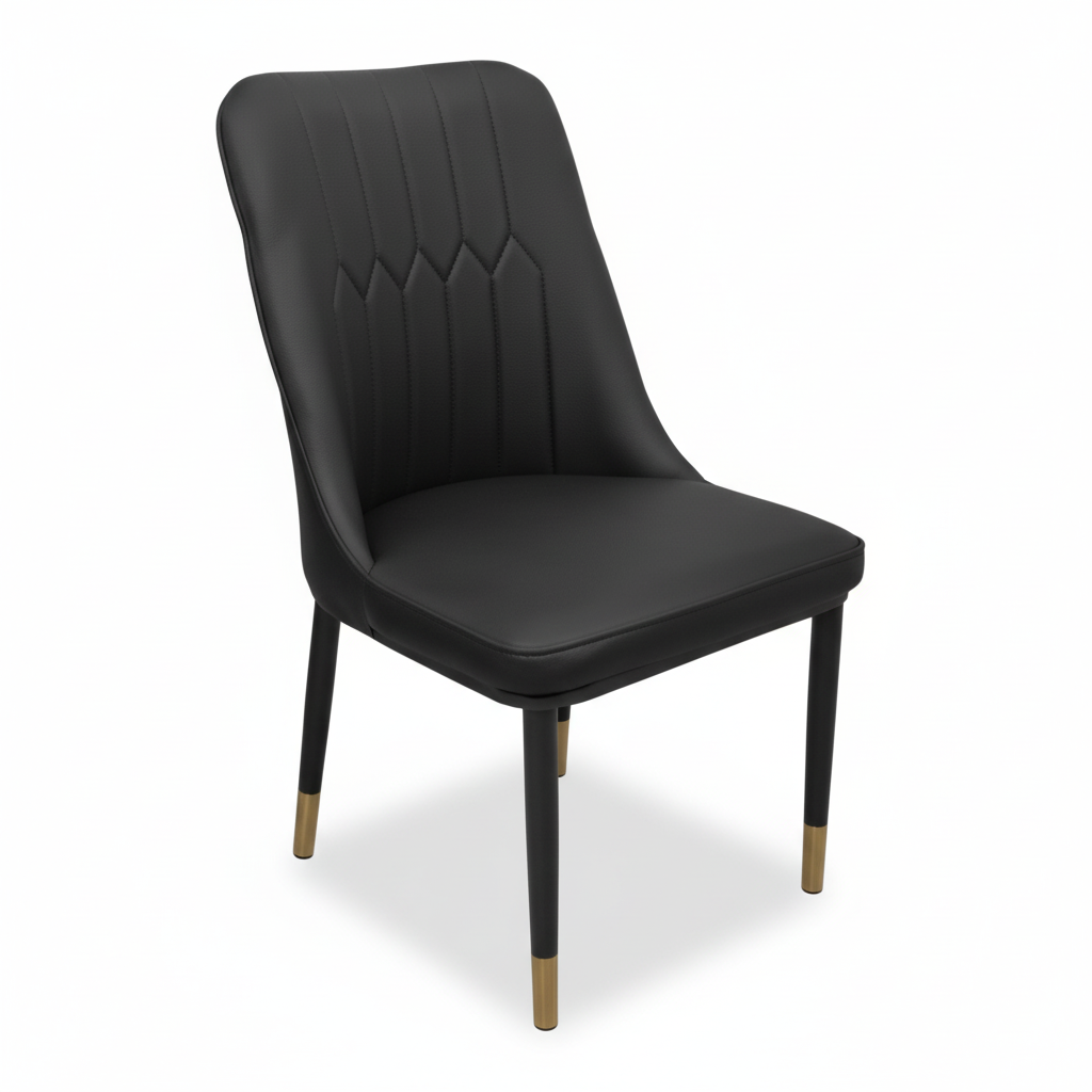 PU Dining Chair with Metal Legs – Black | IH DC34