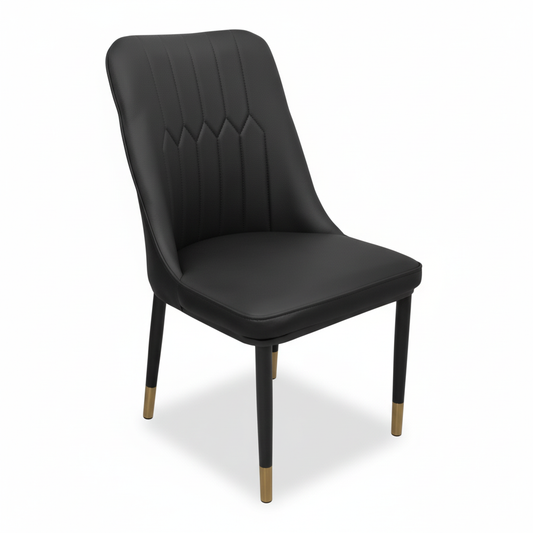 PU Dining Chair with Metal Legs – Black | IH DC34
