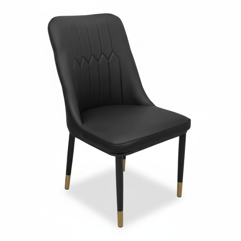 PU Dining Chair with Metal Legs – Black | IH DC34