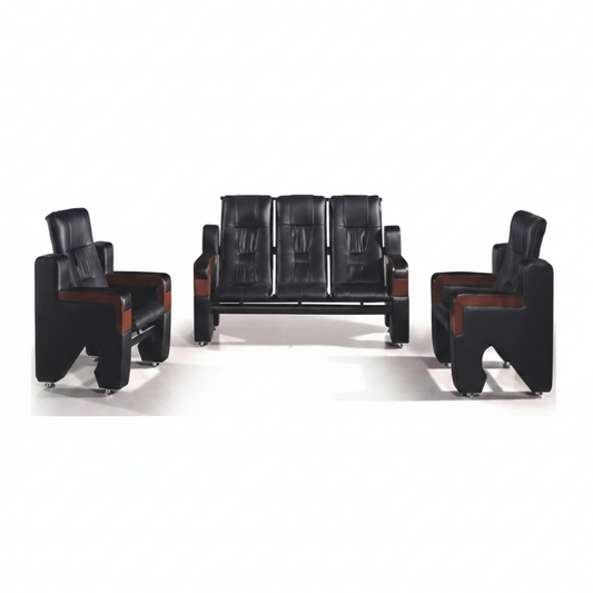 Black Leather Sofa Set – Clean White Background