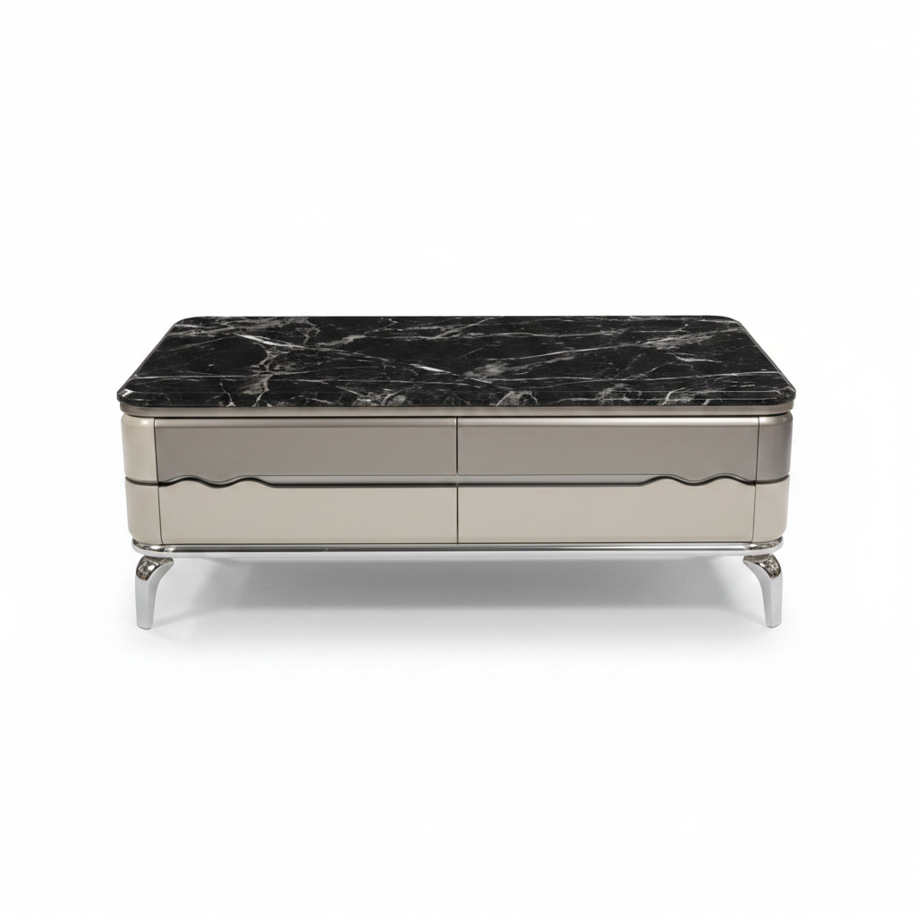 Marble Top High Glossy Center Table | L130×67×H50 cm | INFINI HOMES UAE