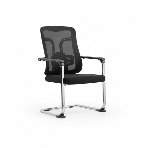 Ergonomic Mesh Visitor Chair with Chrome Arms - Office Guest Chair UAE | IH D-215