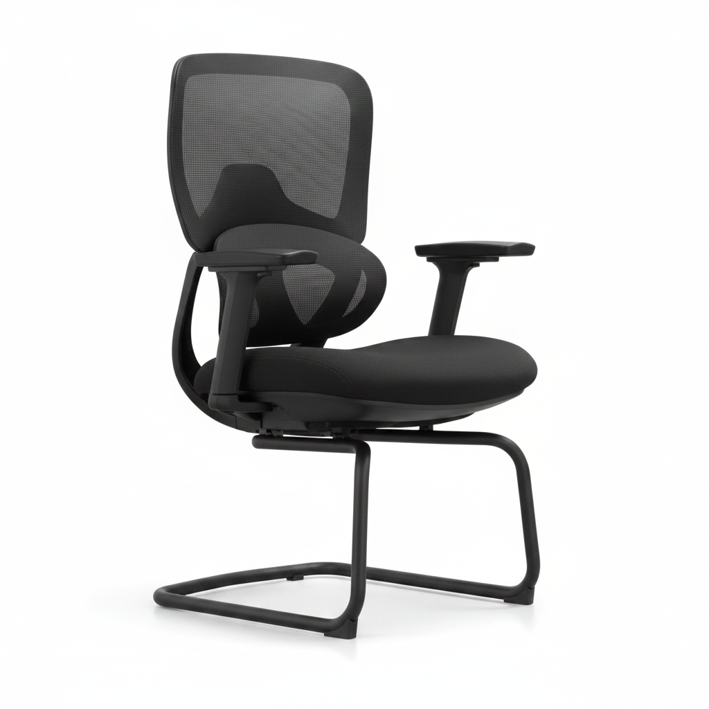 Vibe VC Ergonomic Mesh Back Visitor Chair with Sled Base in Black – Office Chair UAE