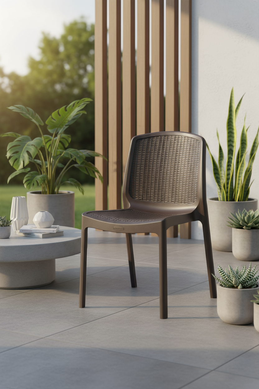 Premium Cedarattan Armless Chair UAE - Weatherproof Black Outdoor Furniture for Dubai Abu Dhabi Modern Spaces