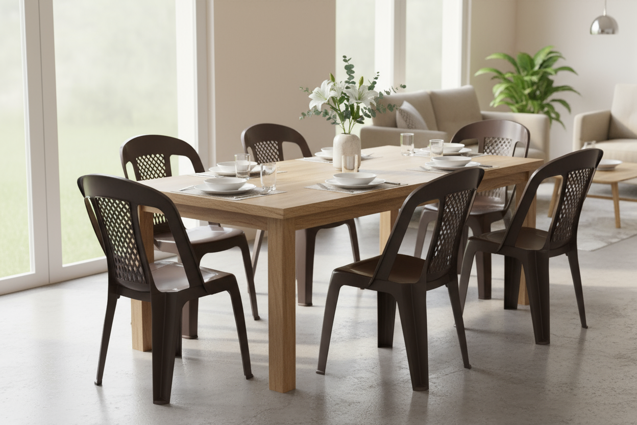 Premium Regal Plastic Chairs Set of 6 - White | UAE Delivery to All 7 Emirates