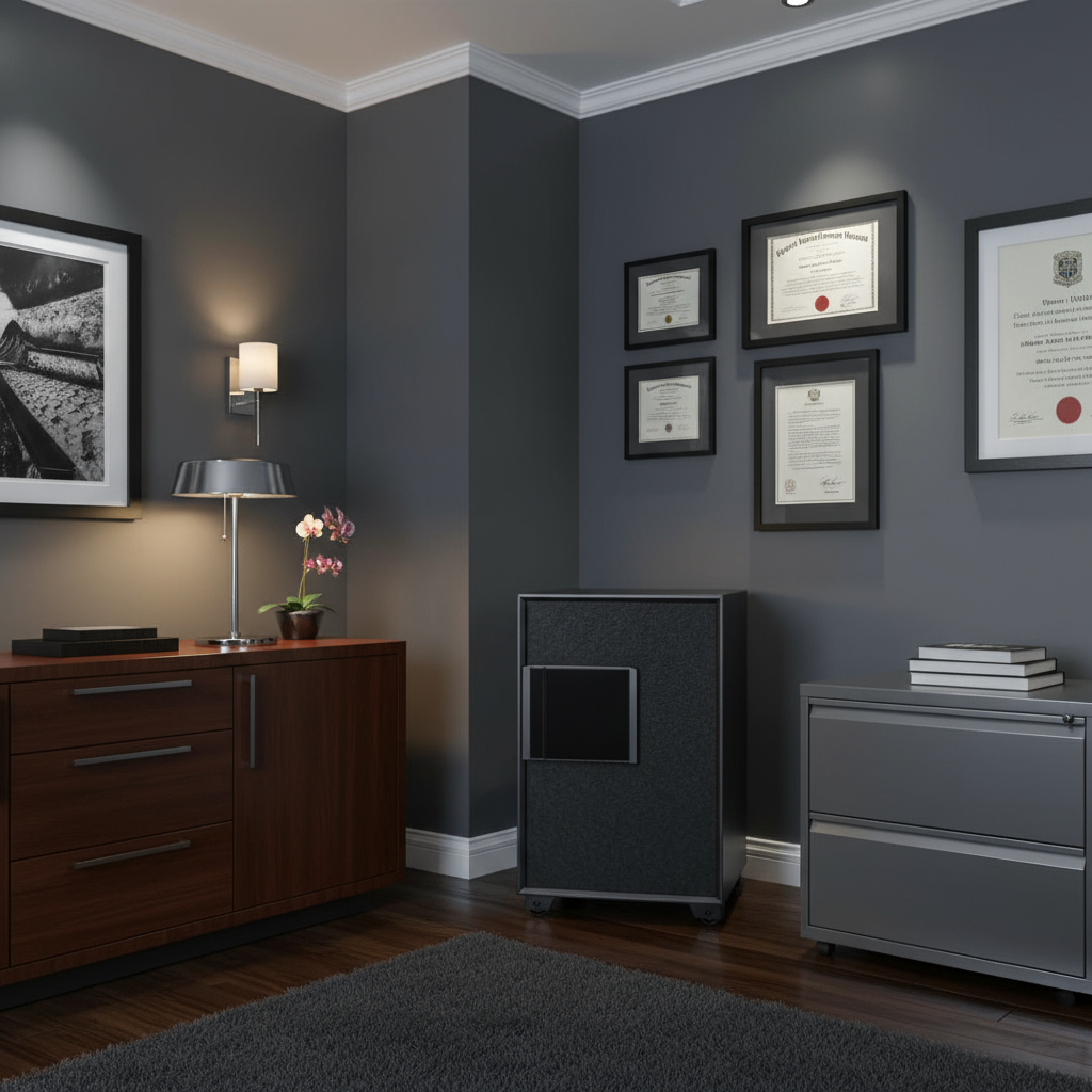 Eagle EGE-085 Fire-Resistant Safe – Black/Red, Digital, Key & Fingerprint Lock System