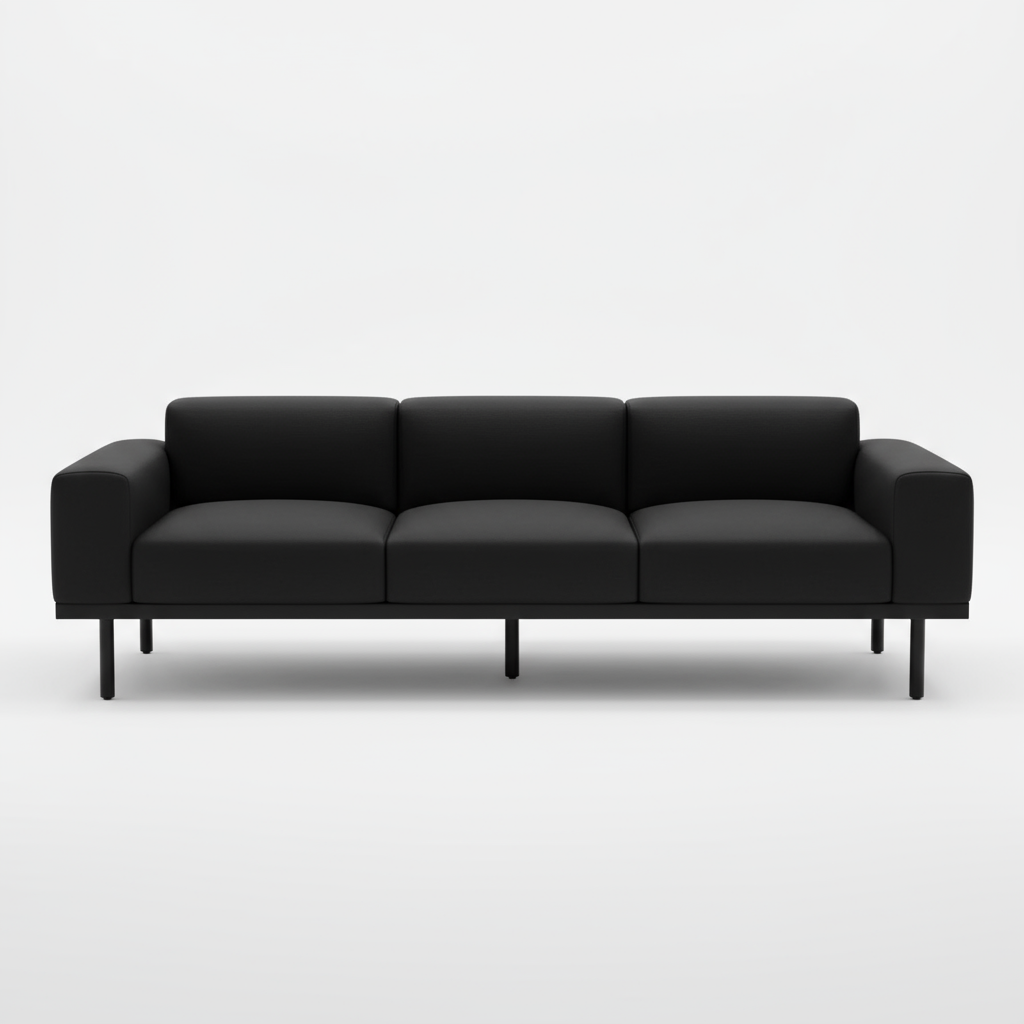 VOLL Three Seater Leatherette Sofa Black | Premium Furniture Dubai Abu Dhabi UAE