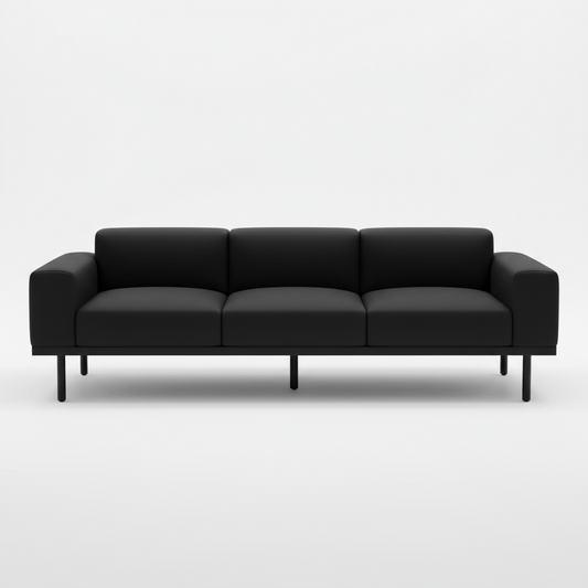 VOLL Three Seater Leatherette Sofa Black | Premium Furniture Dubai Abu Dhabi UAE