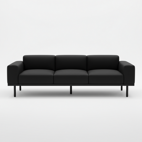 VOLL Three Seater Leatherette Sofa Black | Premium Furniture Dubai Abu Dhabi UAE