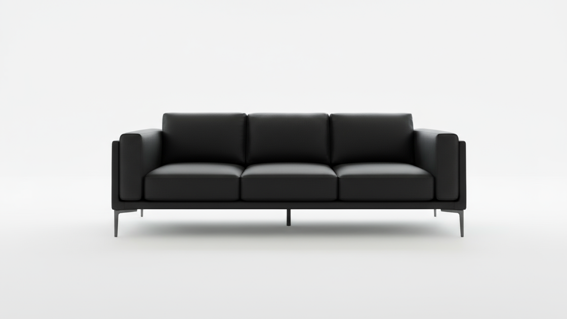 AIKA Three Seater Leatherette Sofa - Black