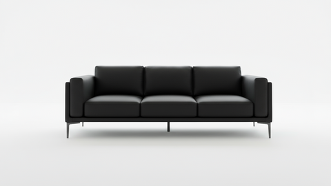 AIKA Three Seater Leatherette Sofa - Black