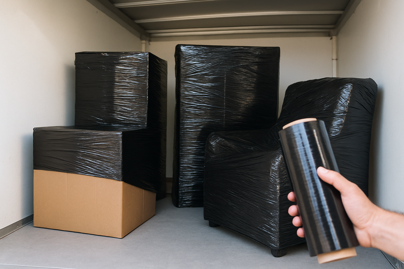 Heavy Duty Stretch Film UAE - 6 Roll Bundle (Black & White) | Premium Pallet Wrap for Dubai, Abu Dhabi & UAE Shipping