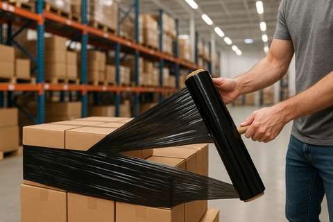 Black Stretch Film Roll UAE - Heavy Duty Pallet Wrap | Dubai Packaging Supplies