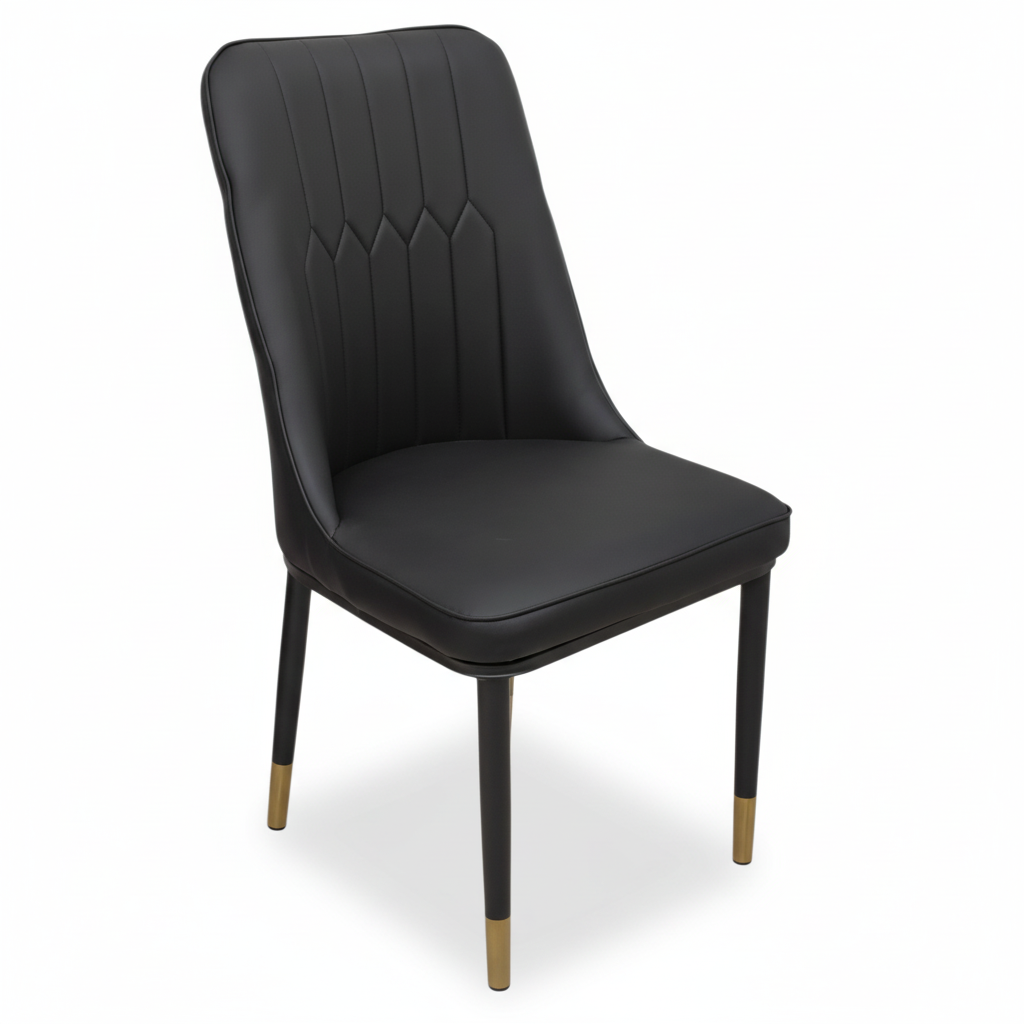 PU Dining Chair with Metal Legs - Black | IH DC34 | UAE Delivery
