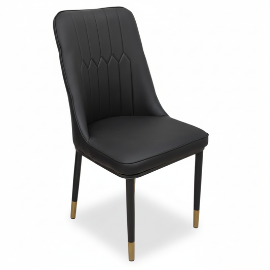PU Dining Chair with Metal Legs - Black | IH DC34 | UAE Delivery