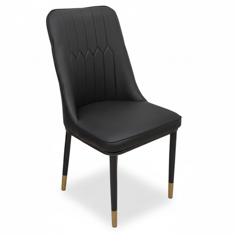 PU Dining Chair with Metal Legs - Black | IH DC34 | UAE Delivery