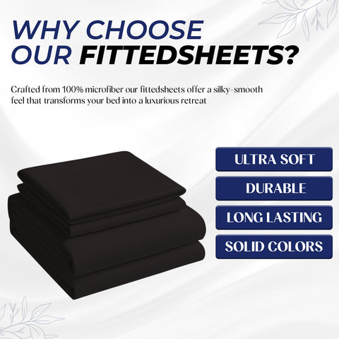 Infini HOMES Premium Dyed Fitted Sheet Set – 160X200 cm – Elegant Microfiber Finish – Includes 2 Pillow Covers