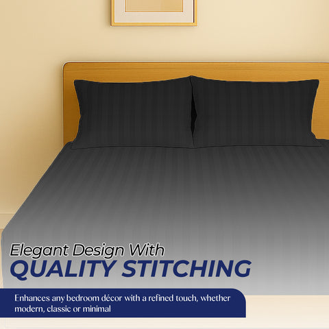 Premium Stripe Fitted Sheet Set 160x200cm UAE | INFINI HOMES Microfiber Bedding Dubai Abu Dhabi