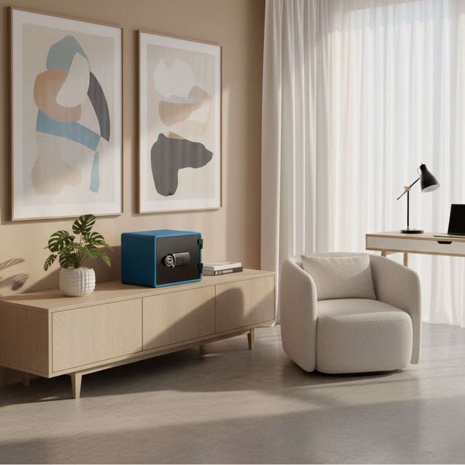 Eagle YESM-020K Fire-Resistant Safe – Blue, Digital + Key Lock System