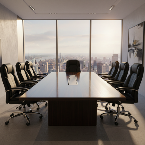 Black Executive Office Chairs in UAE Boardroom – Premium Conference Room Furniture | INFINI HOMES