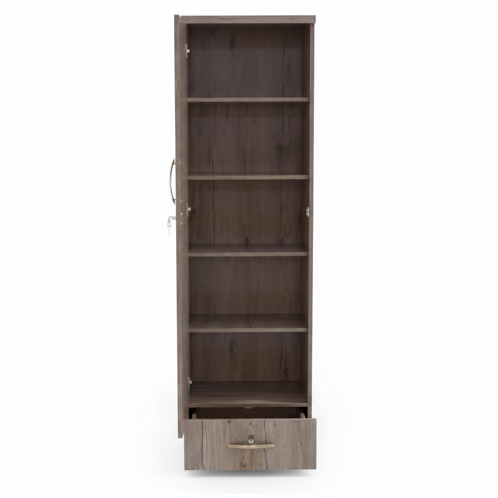 Wooden Wardrobe Open Interior with 5 Shelves and Lockable Door Drawer UAE – IH 111 Storage Cabinet