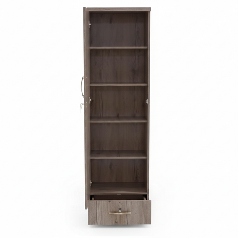 Wooden Wardrobe Open Interior with 5 Shelves and Lockable Door Drawer UAE – IH 111 Storage Cabinet