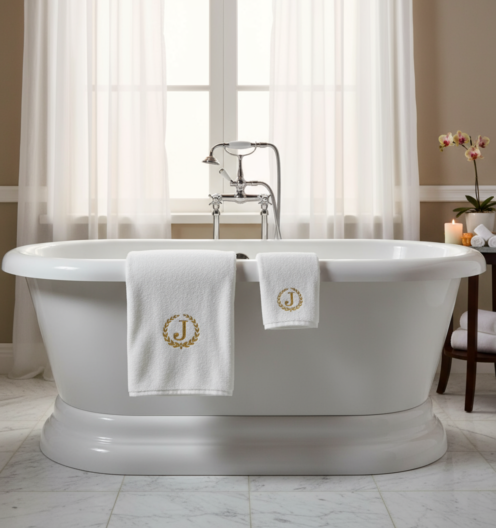 Luxury Monogrammed Towel Set UAE Golden Letter J | 600 GSM Cotton Dubai Abu Dhabi