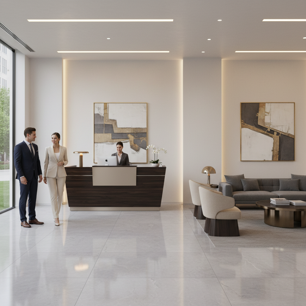 Reception Table 1.4m Walnut & Khaki | Premium Office Furniture UAE