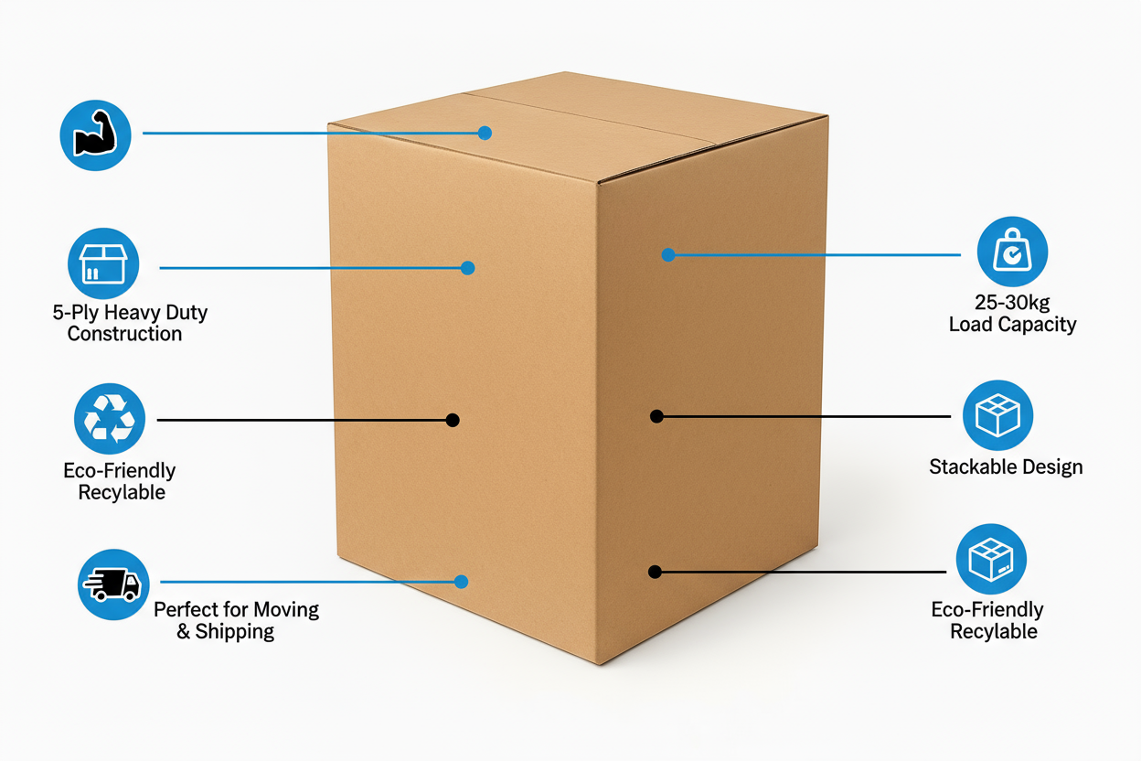 Cardboard Box 45x45x70cm UAE | Heavy Duty 5-Ply Shipping Carton Dubai Abu Dhabi