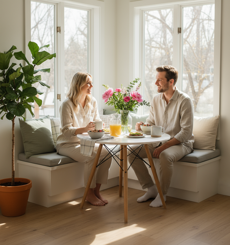 Round Side Table Dubai - Premium White Top Wood Support | UAE Furniture