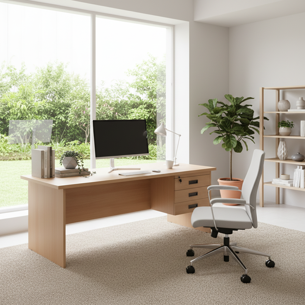 Premium Beech Office Desk 160x75x75cm | UAE-Wide Delivery