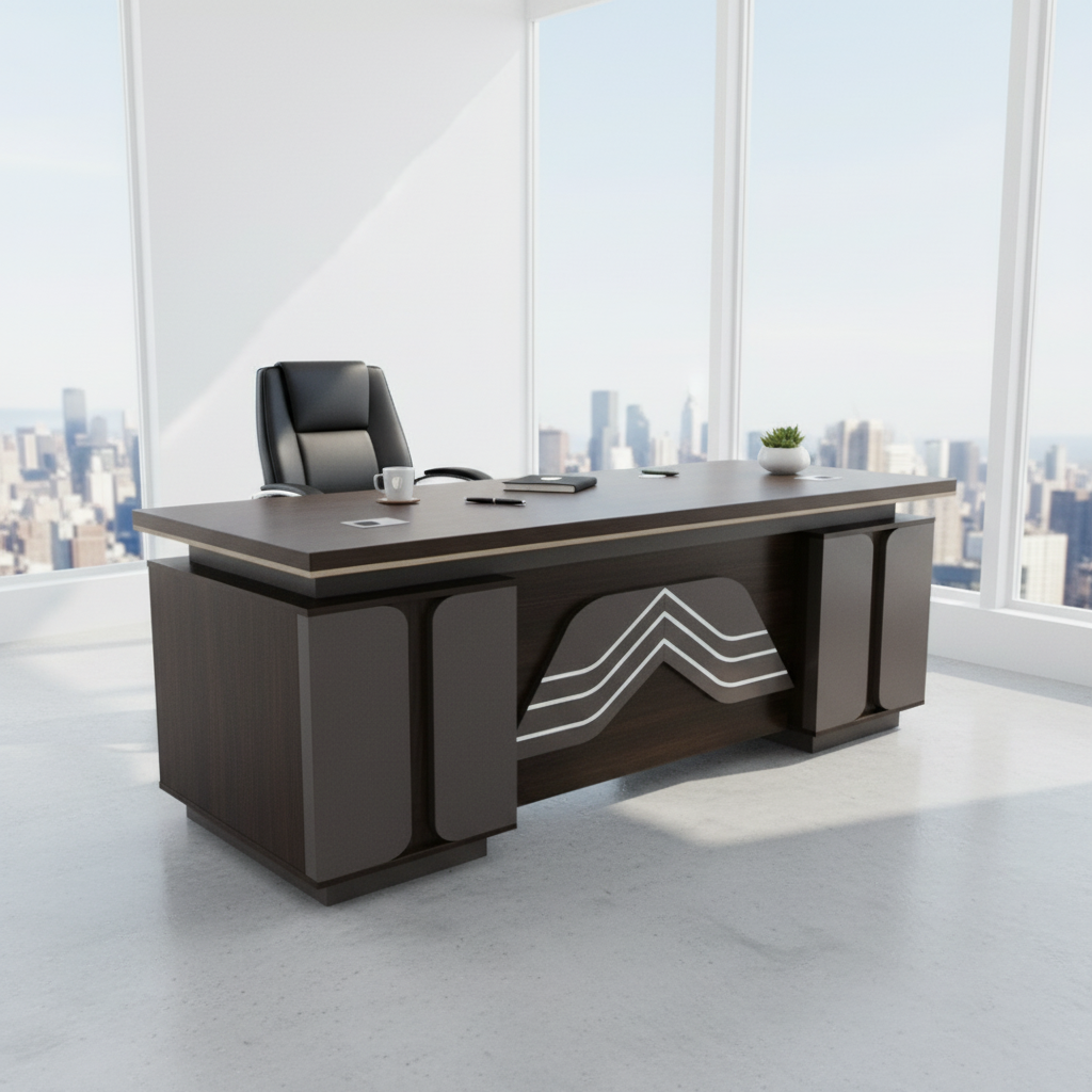 Office Desk 1.4m Coffee Grey Khaki | Premium Workstation UAE | IH 5214