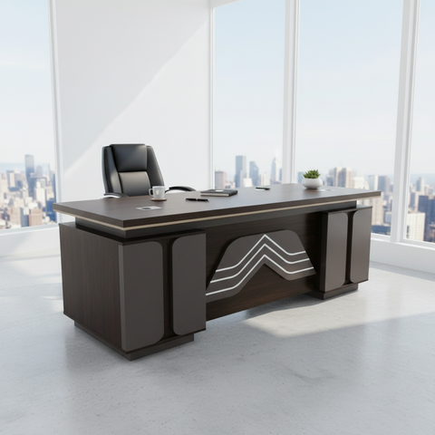 Office Desk 1.4m Coffee Grey Khaki | Premium Workstation UAE | IH 5214