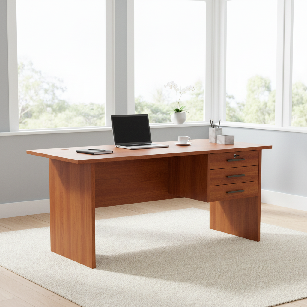 Office Desk Cherry Wood 90x60x75cm | Premium Workstation UAE