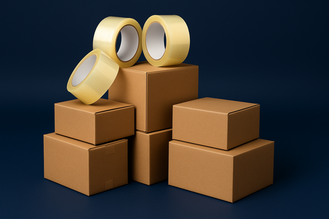 Premium Moving Boxes UAE - 5 Medium Carton Boxes + 3 Clear Packing Tape Rolls | Dubai Abu Dhabi Shipping